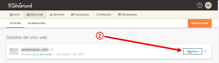 Accediendo al Site Tools de SiteGround