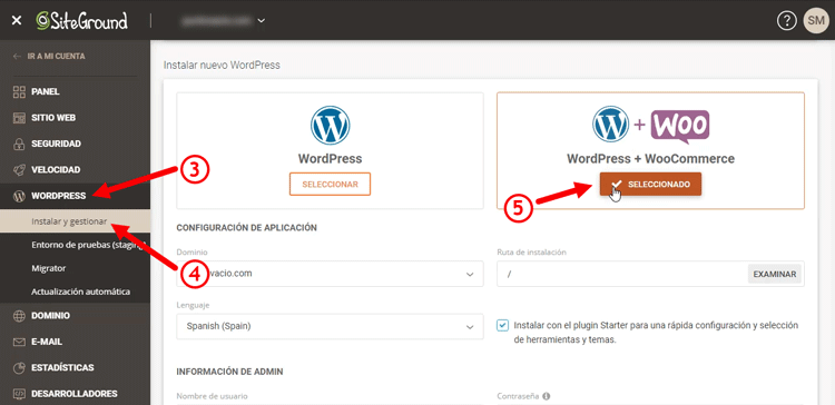 Instalando WordPress y WooCommerce en SiteGround