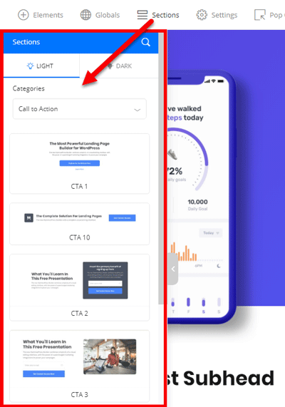 OptimizePress 3 Secciones