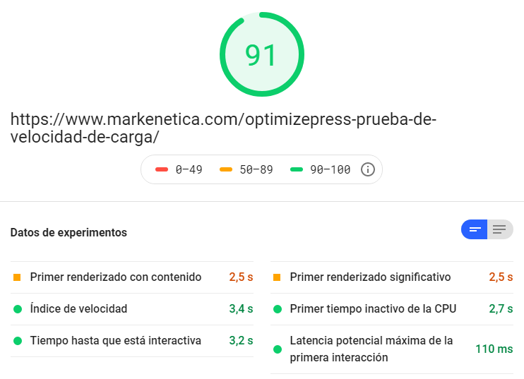 OptimizePress 3 Mobile Speed Test
